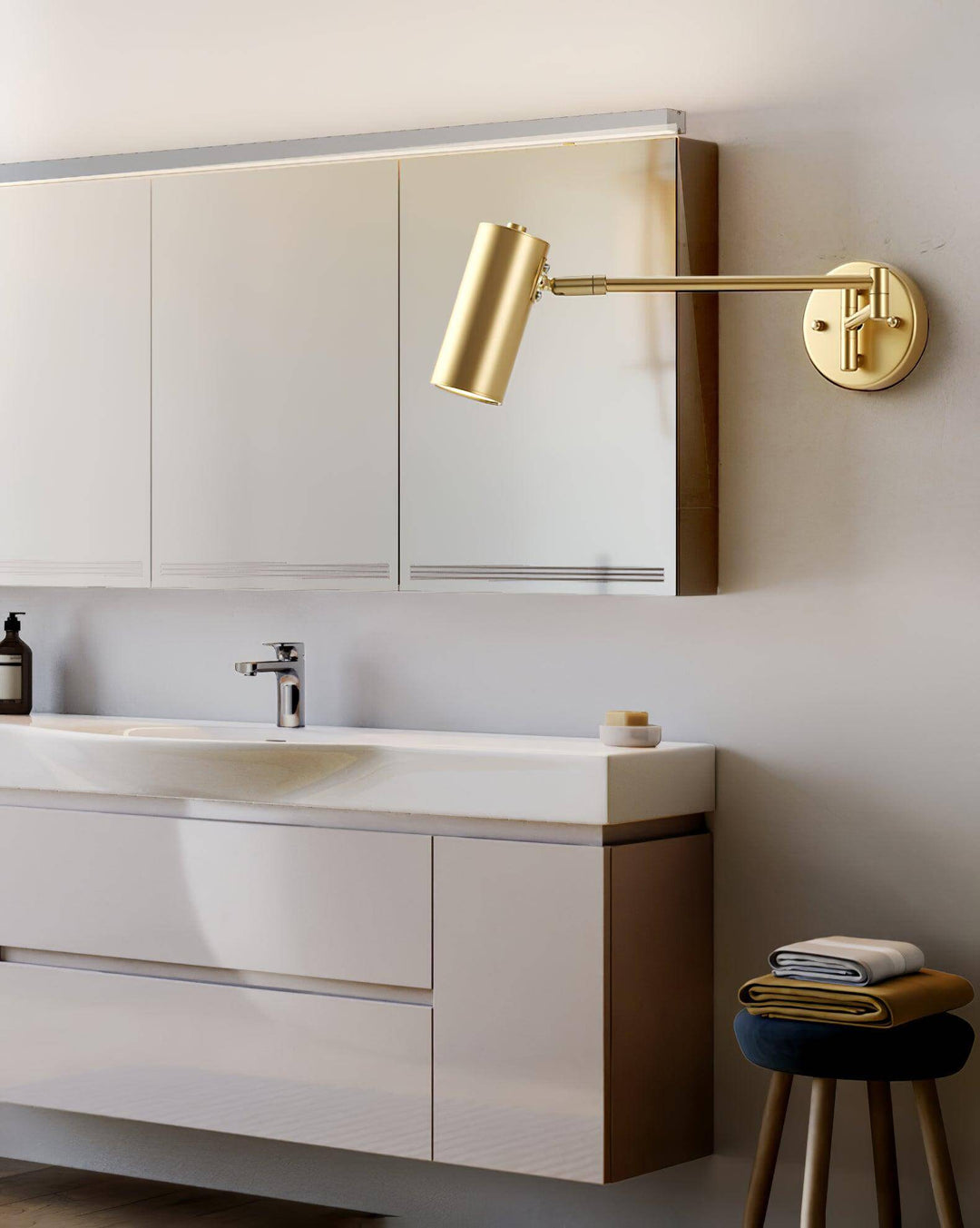 Adjustable Metal Swing Arm Wall Lamp with Integrated LED