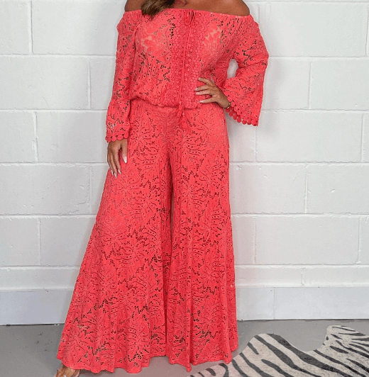 Women's Open-Knit Two-Piece Casual Set