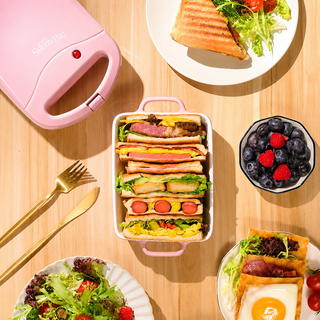 Compact 2-in-1 Non-Stick Sandwich Maker & Toaster