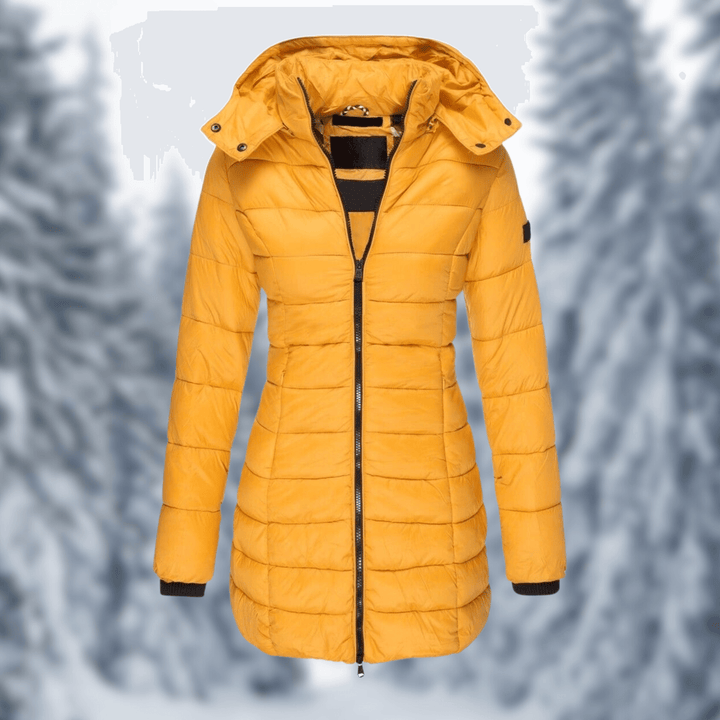 Women's Mid-Length Winter Coat with Detachable Hood