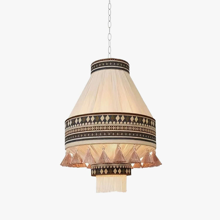 Woven Pendant Lamp with Fringes