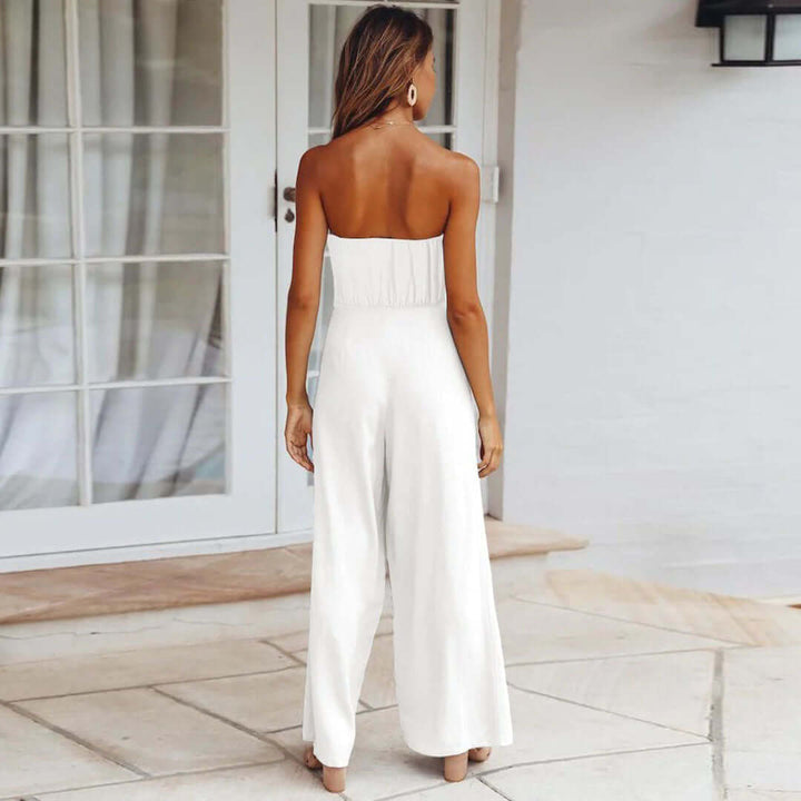 Women's Strapless Casual Jumpsuit with Elasticated Waist