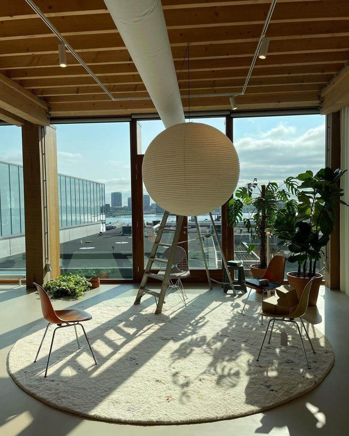 Japanese Cotton Paper Pendant Lamp with Steel Wire