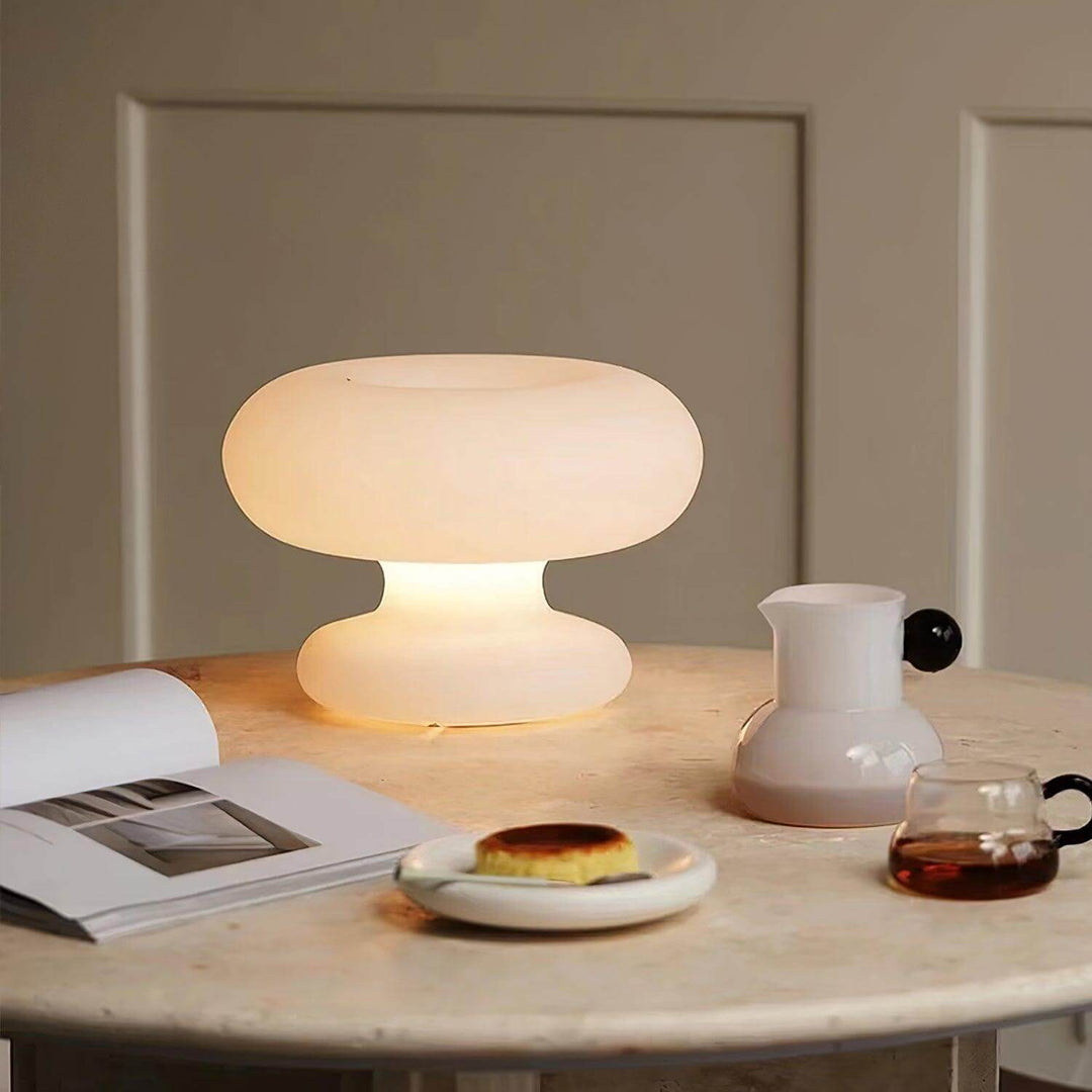 Modern Round Table Lamp with Metal Accent