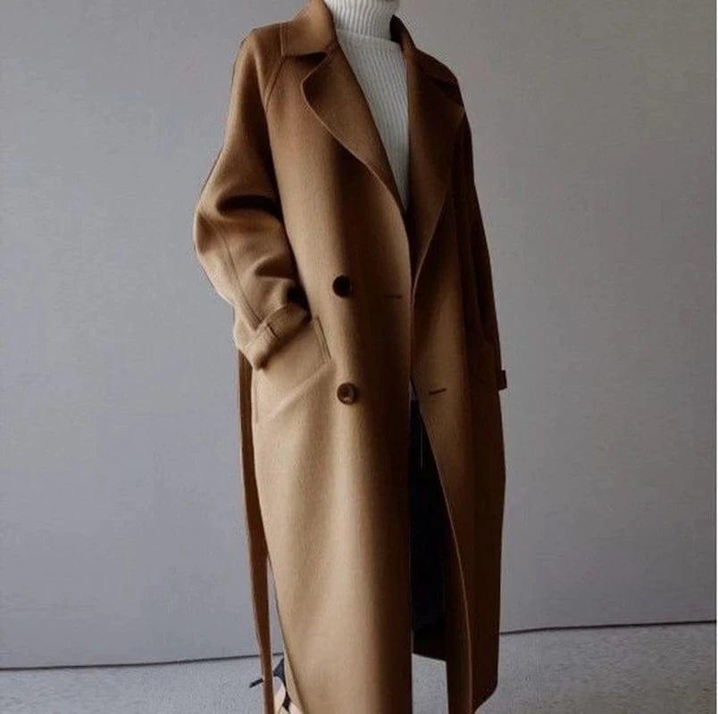 Long Double-Breasted Wool Coat