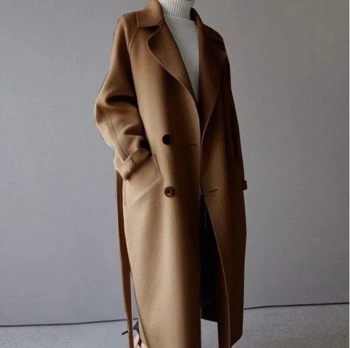 Long Double-Breasted Wool Coat