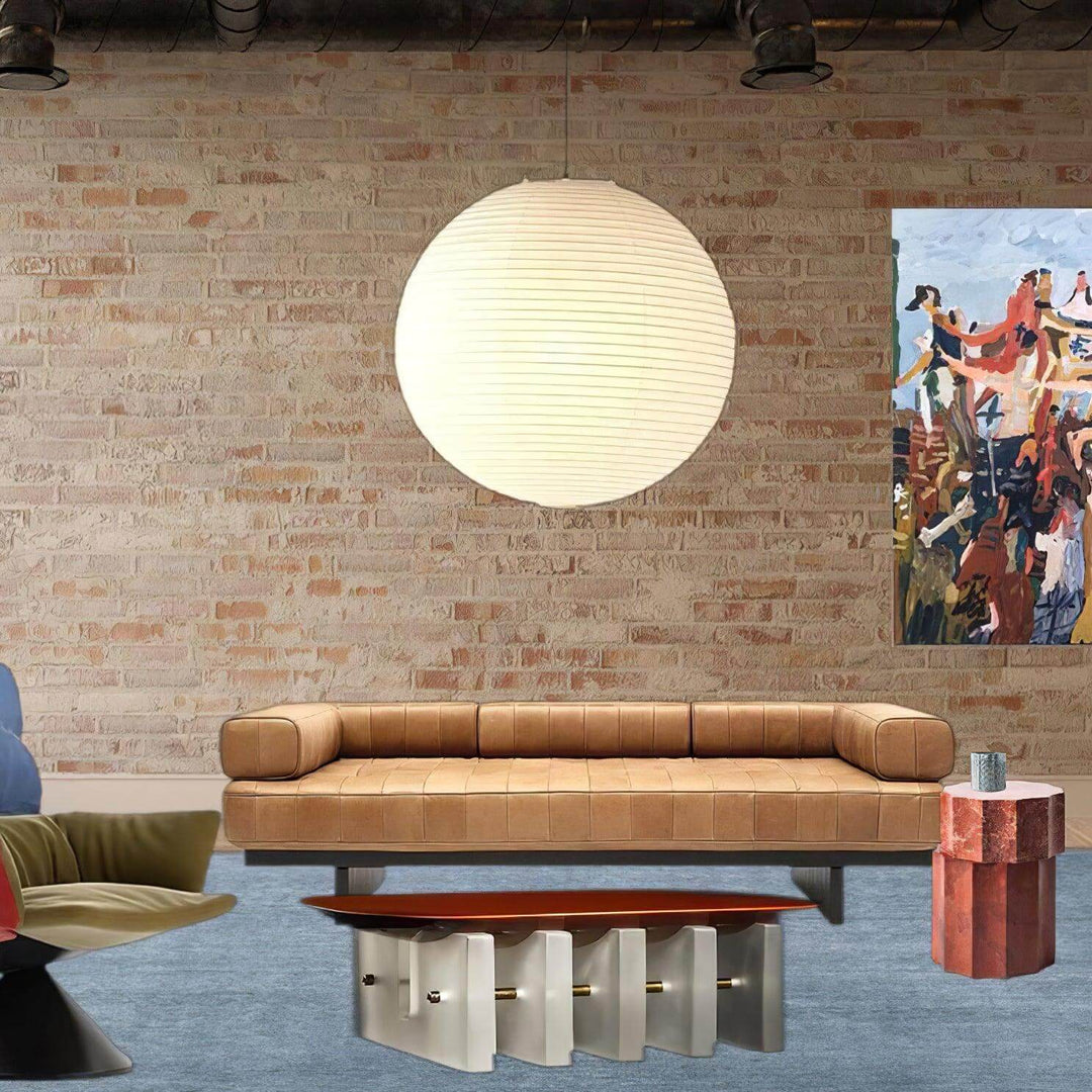 Japanese Cotton Paper Pendant Lamp with Steel Wire