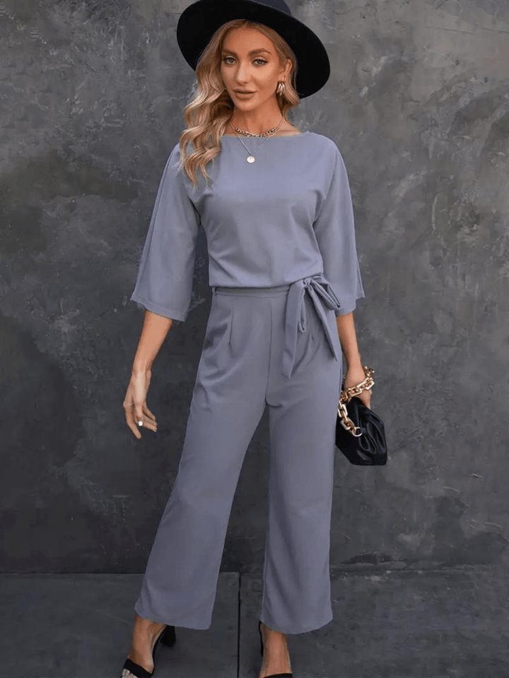 Women's Wide Leg Belted Jumpsuit
