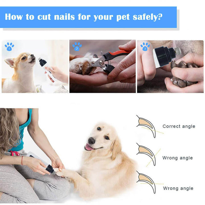 Electric silent nail trimmer for dogs and cats, lightweight, USB rechargeable, ultra-quiet, stress-free pet grooming tool.