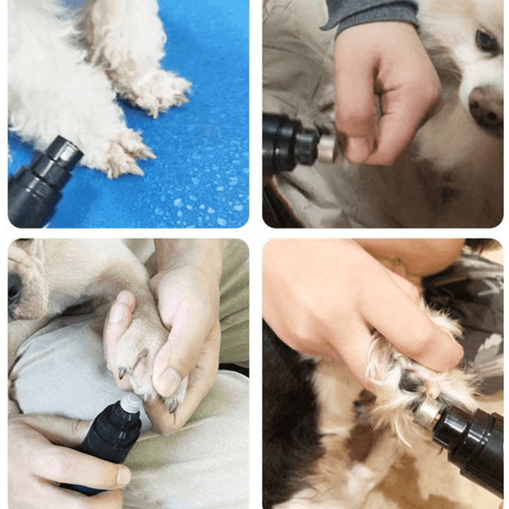 Electric silent nail trimmer for dogs and cats, lightweight, USB rechargeable, ultra-quiet, stress-free pet grooming tool.