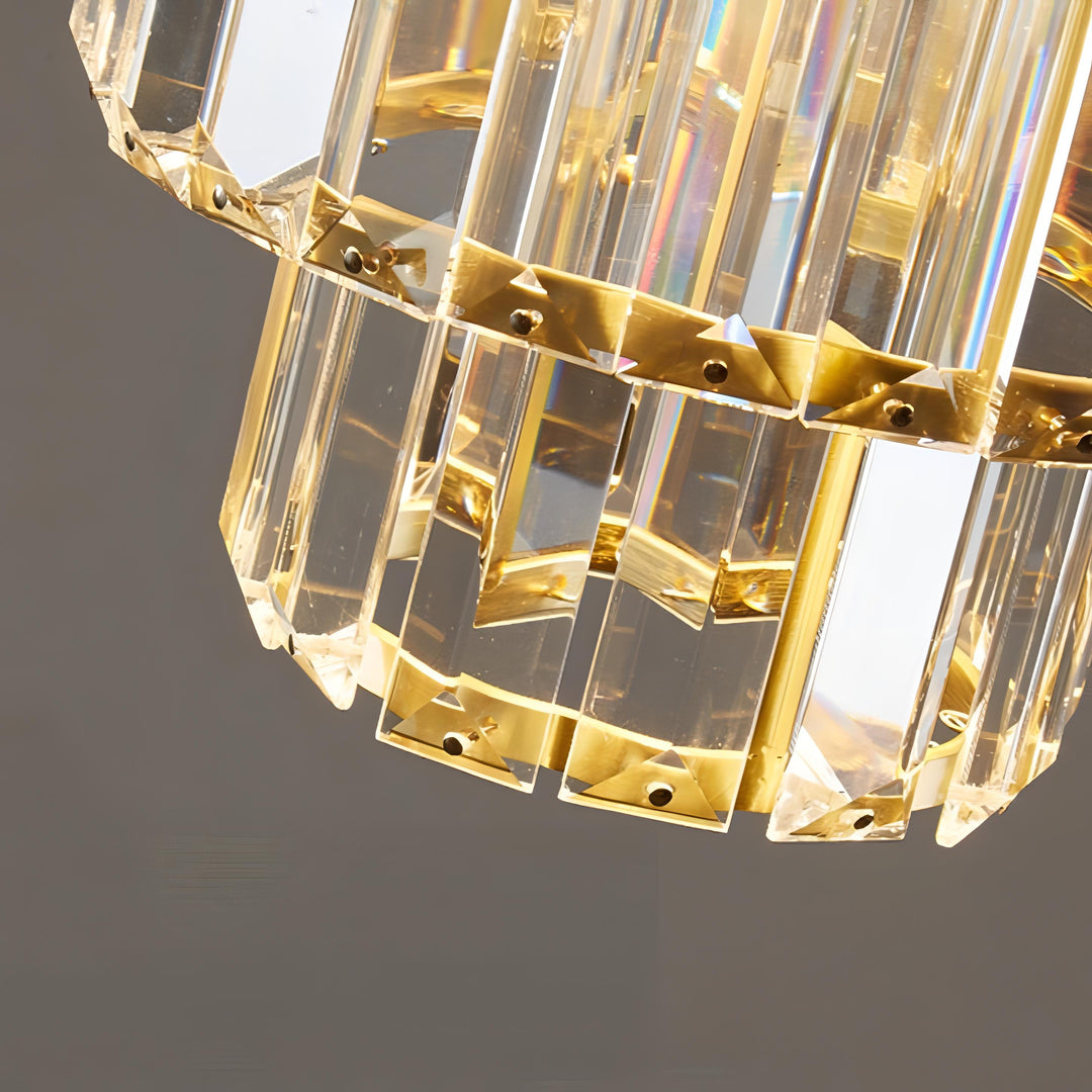 "Elegance shines in this glass crystal ceiling pendant light, ideal for hallways with its sophisticated design and warm glow.