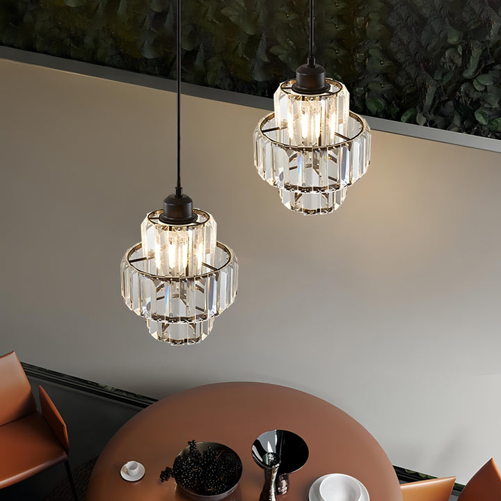"Elegance shines in this glass crystal ceiling pendant light, ideal for hallways with its sophisticated design and warm glow.