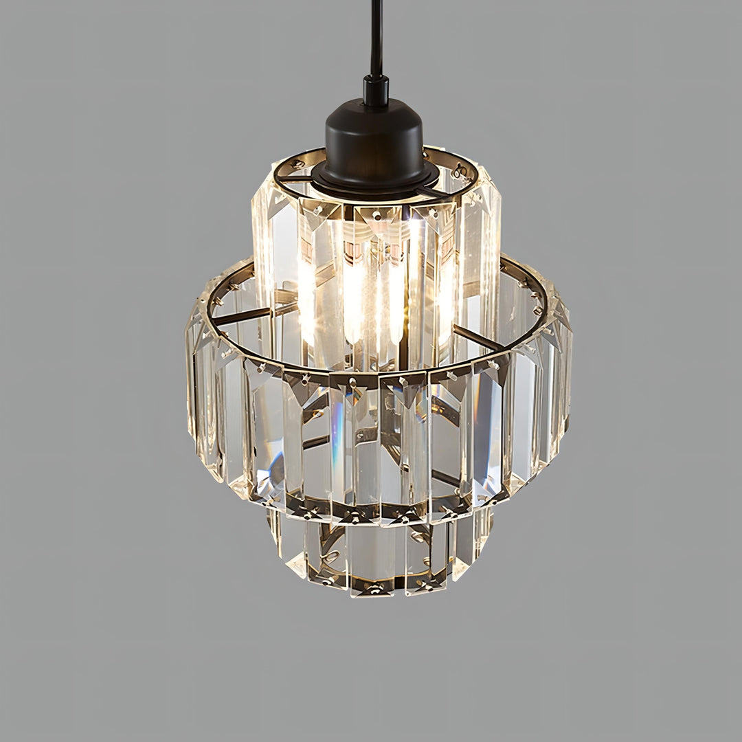 "Elegance shines in this glass crystal ceiling pendant light, ideal for hallways with its sophisticated design and warm glow.