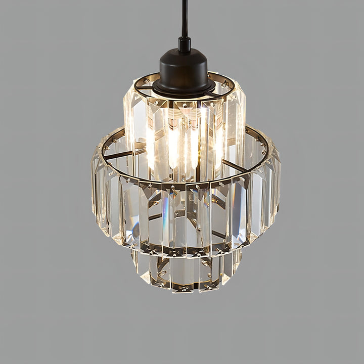 "Elegance shines in this glass crystal ceiling pendant light, ideal for hallways with its sophisticated design and warm glow.