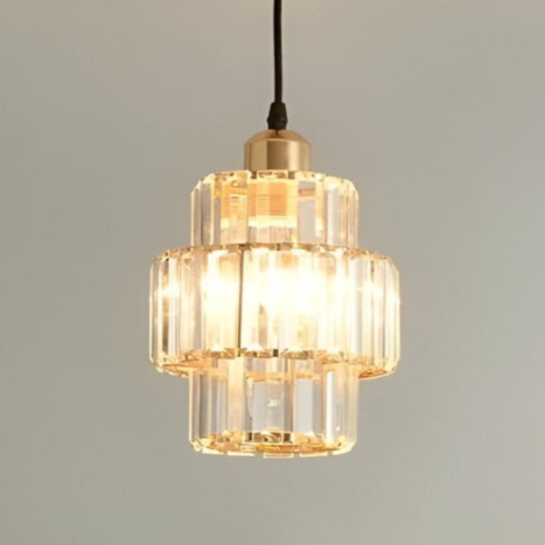 "Elegance shines in this glass crystal ceiling pendant light, ideal for hallways with its sophisticated design and warm glow.