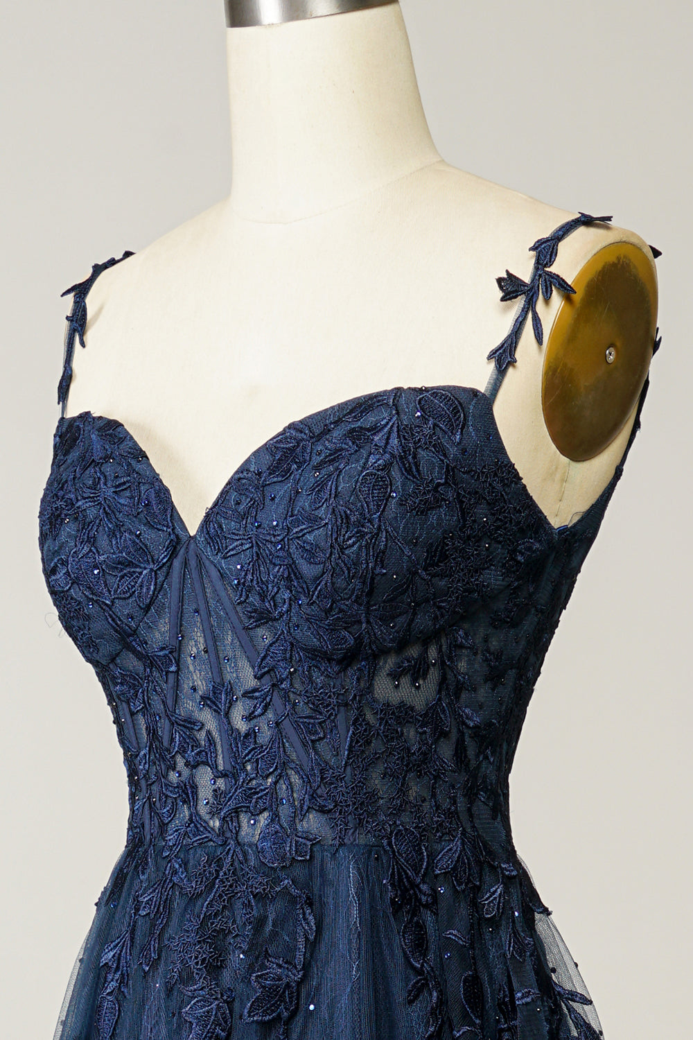 Sophie's elegant A-line ball gown, a formal dress with appliques for special occasion fashion.