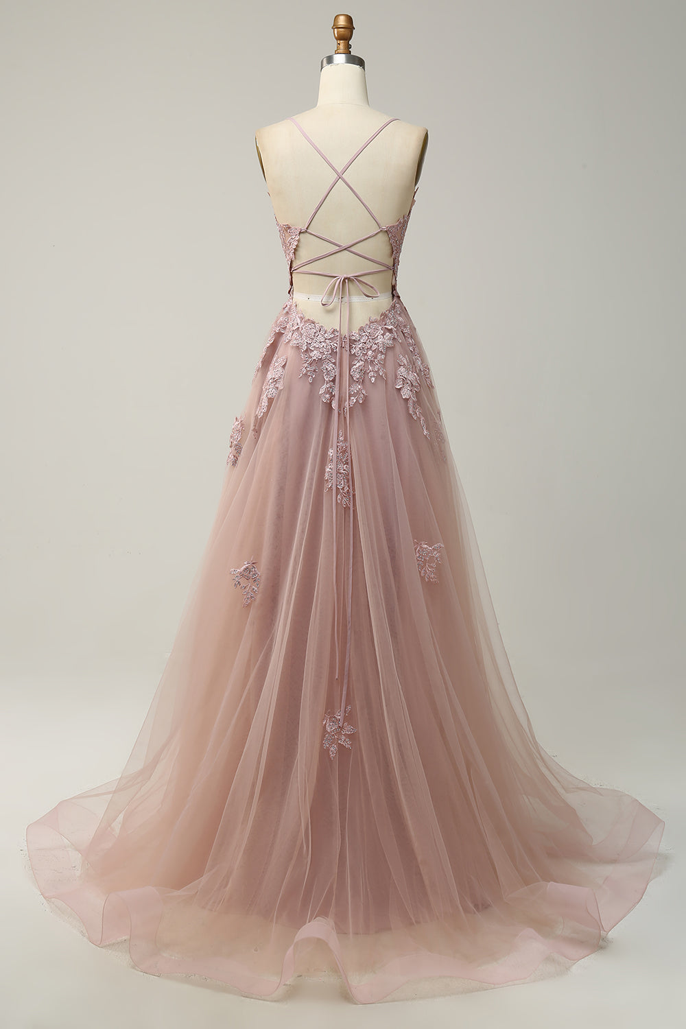 Gorgeous A-line evening gown for women, delicate appliqués, perfect for prom night.