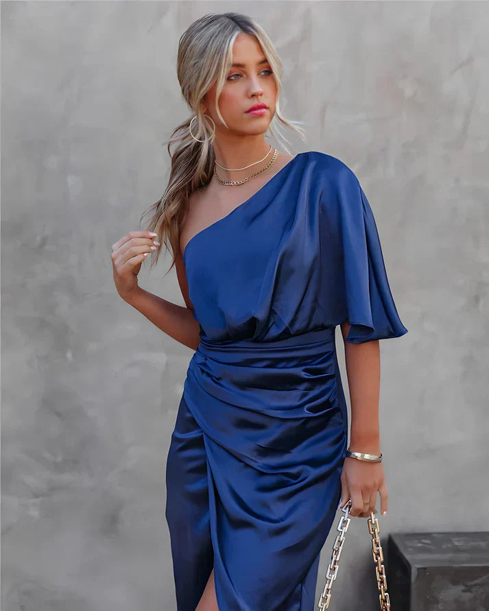 Classic black Seraphina silk cocktail dress, women's formal wear with a flattering fit.