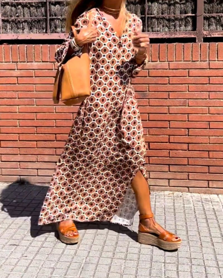 Elegant brown Women's Tummy Control Drape Dress, offering a flattering and comfortable fit for any occasion.