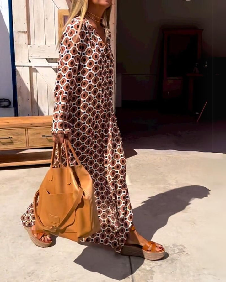 Sophisticated brown Women's Tummy Control Drape Dress, offering a comfortable, flattering, and elegant fit.