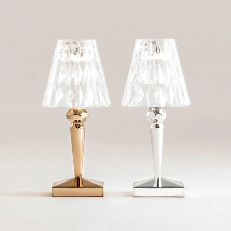 Elegant crystal lamp for bedside table, creating a serene and luxurious ambiance.