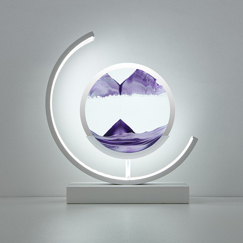 "Elegant deep sea sand art with shifting sands, LED lighting in sleek frame, enhancing home decor with calming visuals."