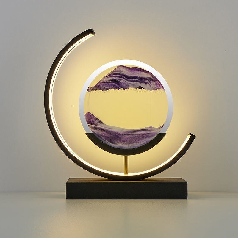 "Elegant deep sea sand art with shifting sands, LED lighting in sleek frame, enhancing home decor with calming visuals."
