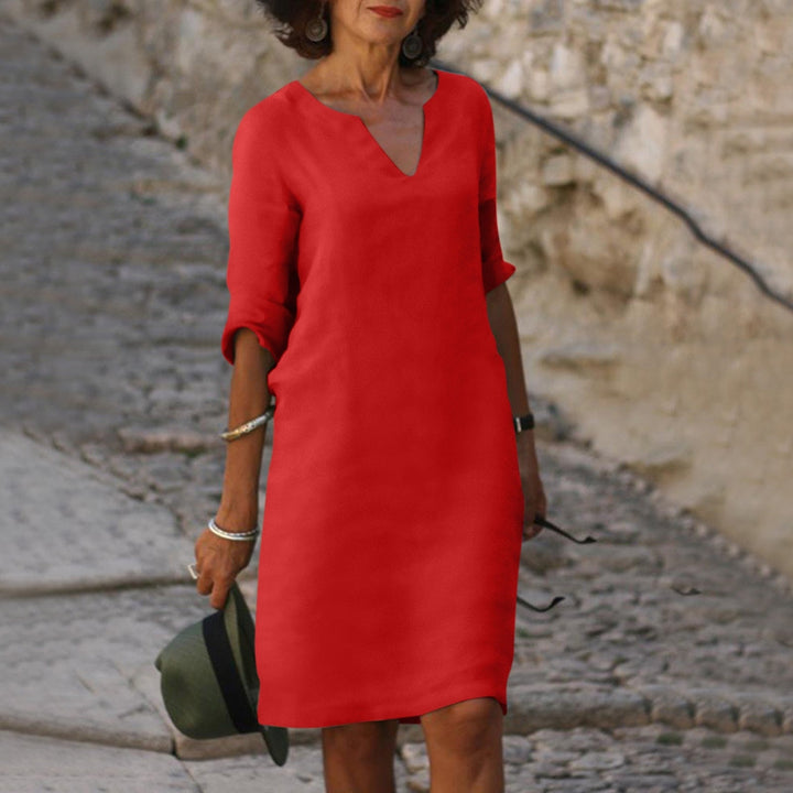 Elegant flowy Sofia women's summer midi dress, perfect for casual or holiday wear.