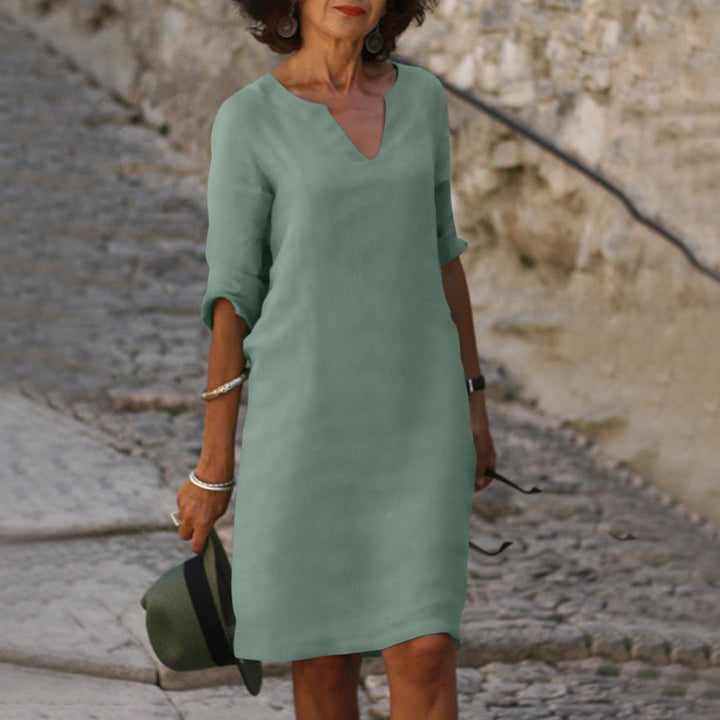 Versatile Sofia women's summer midi dress, elegant and flowy for casual, holiday, or everyday fashion.