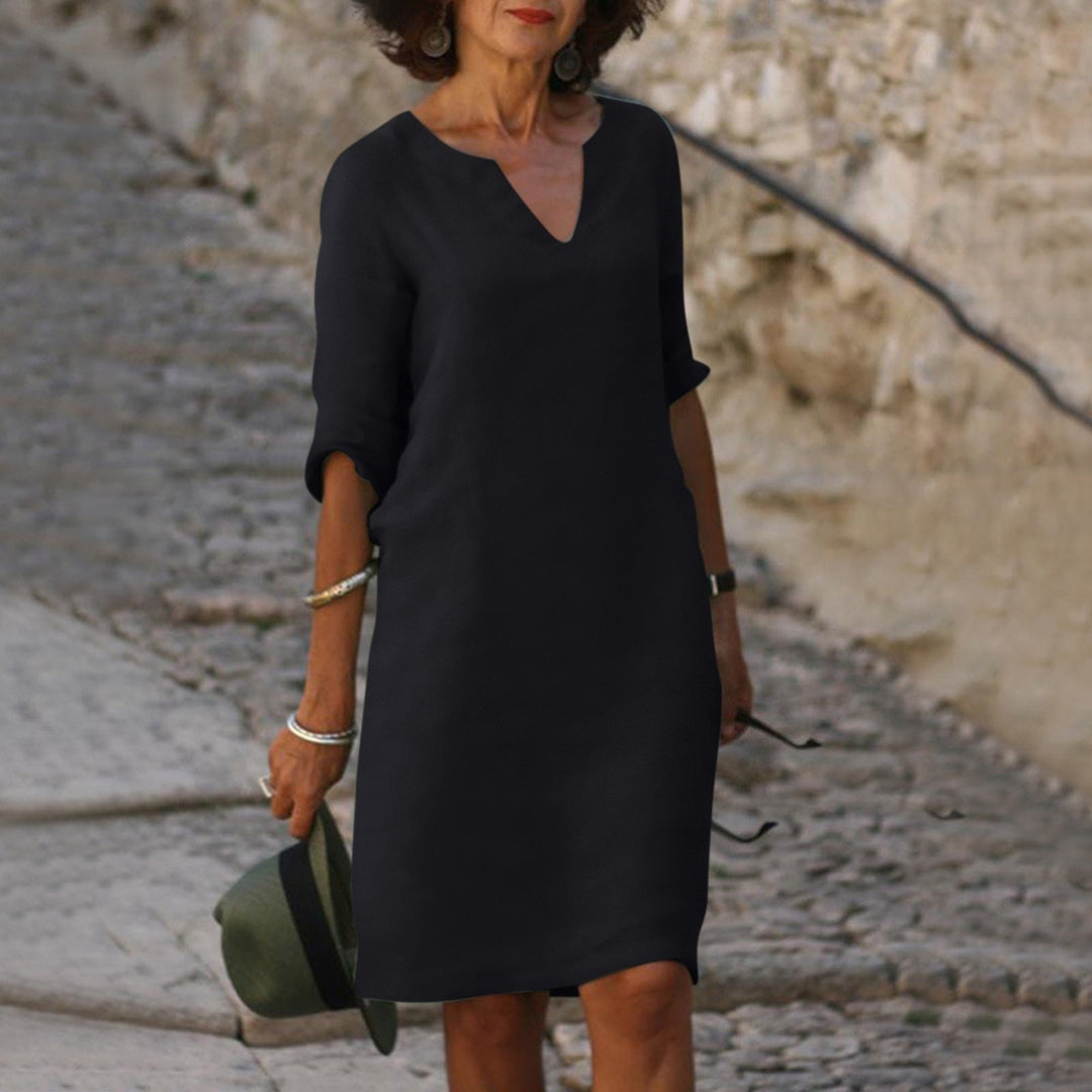 Sofia women's elegant flowy summer midi dress, perfect for casual outings or holiday fashion.