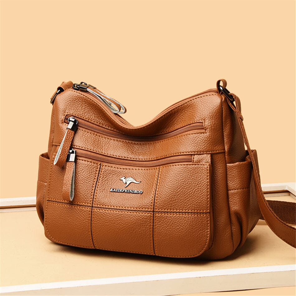 Luxury genuine leather purse, a chic shoulder bag in classic black.