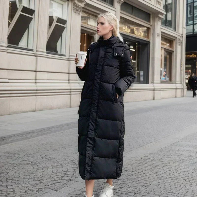 Elegant Isabella long winter coat for women, warm & stylish outerwear for cold weather comfort.