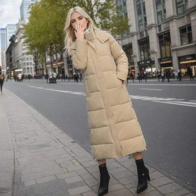 Warm & stylish Isabella long winter coat for women, essential elegant outerwear for cold weather.