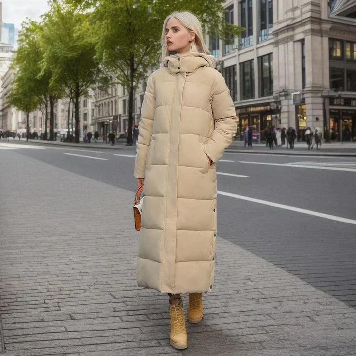 Elegant Isabella women's long winter coat, warm outerwear for cold weather & everyday style.