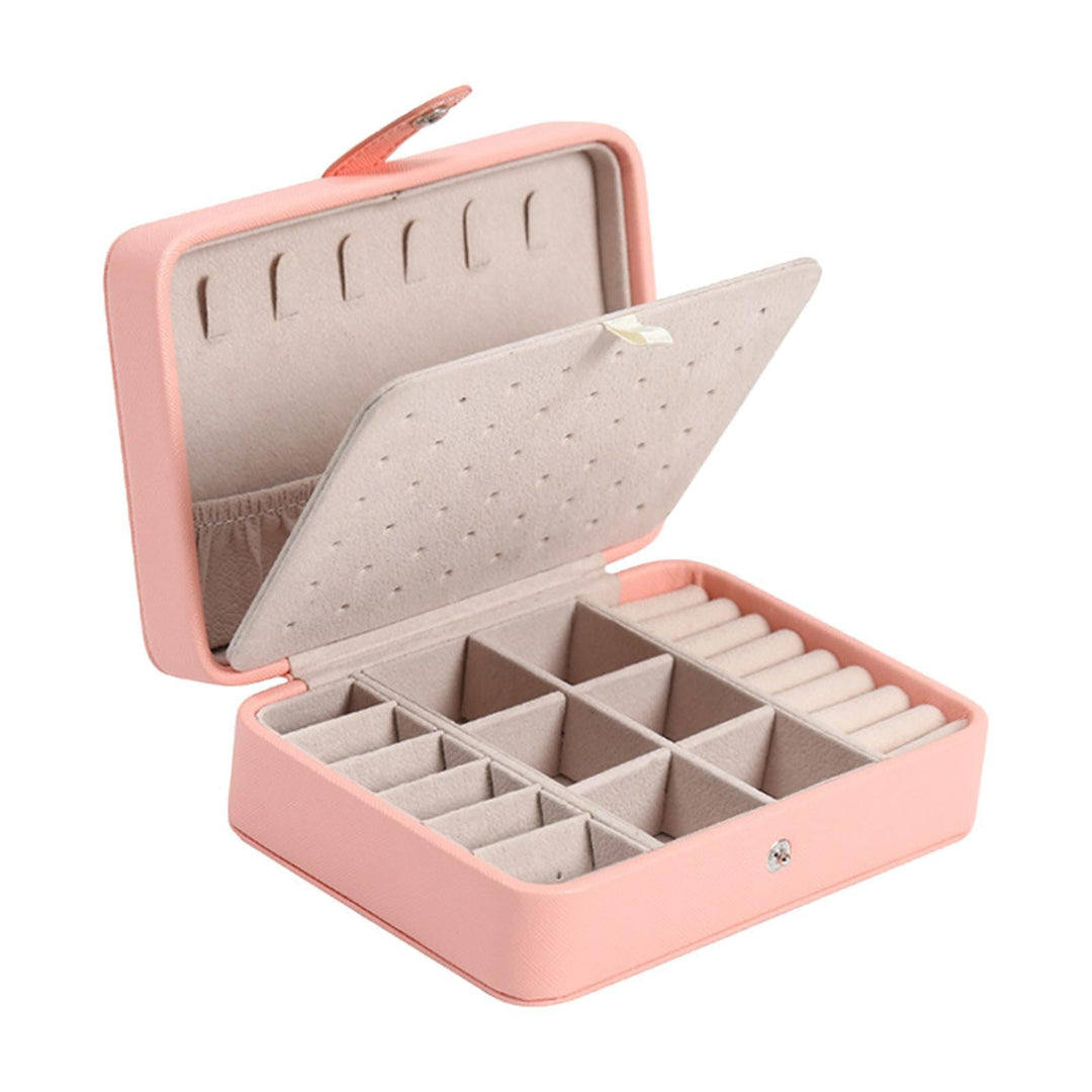 Elegant leather flip-top jewelry box for women, stylish storage solution for accessories.
