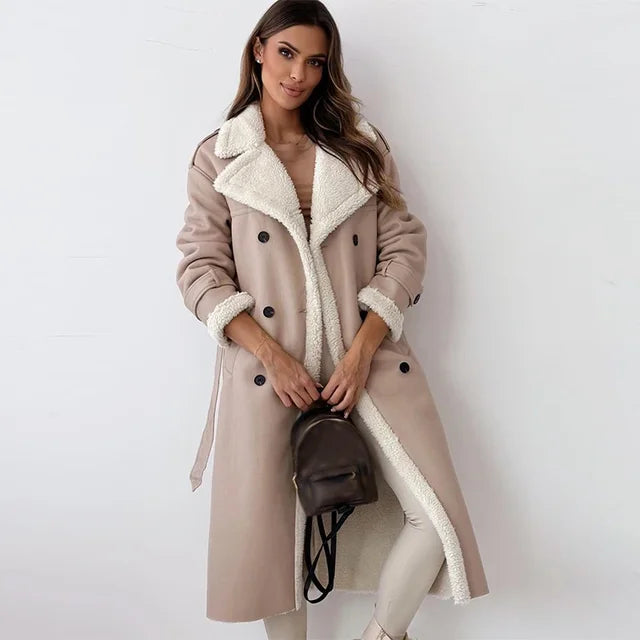 Seraphina long women's winter coat, elegant and warm fashion outerwear for ultimate cold weather style.