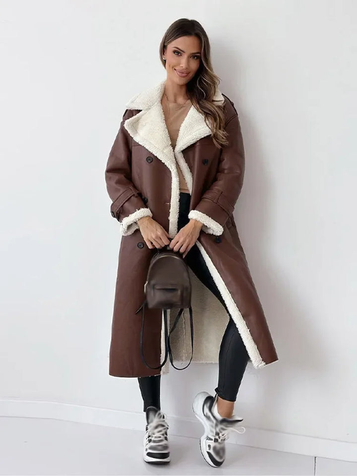 Women's Seraphina long winter coat, perfect for ultimate warmth & elegant style in cold weather outerwear.