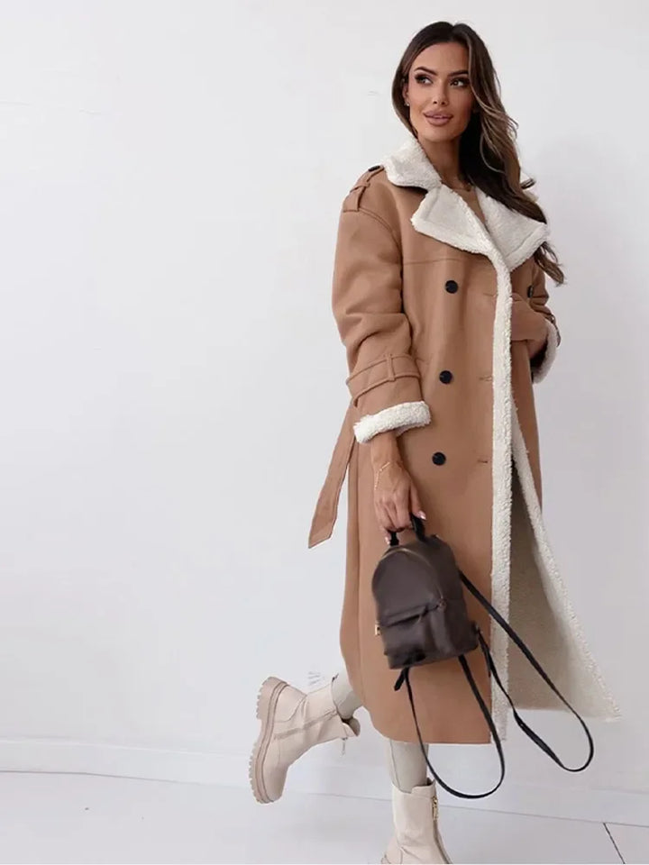 Elegant & cozy Seraphina long winter coat for women, stylish outerwear providing ultimate warmth in cold.