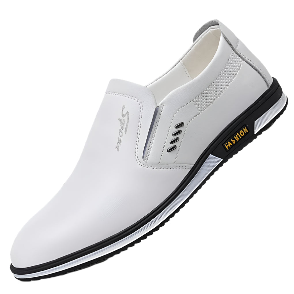 Elegant men's dress shoes, classic black leather. Versatile for formal wear, professional attire & smart casual style. Comfortable.