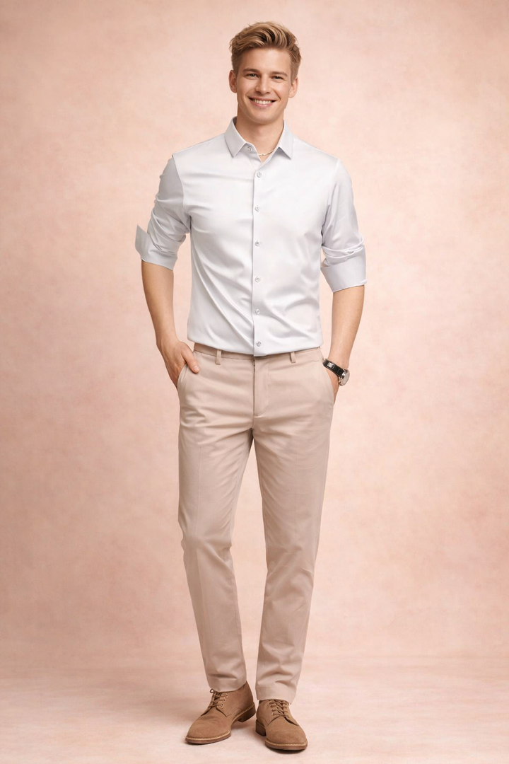 Versatile men's button-down shirt, ideal for office wear or smart casual events. Modern fit, classic style.
