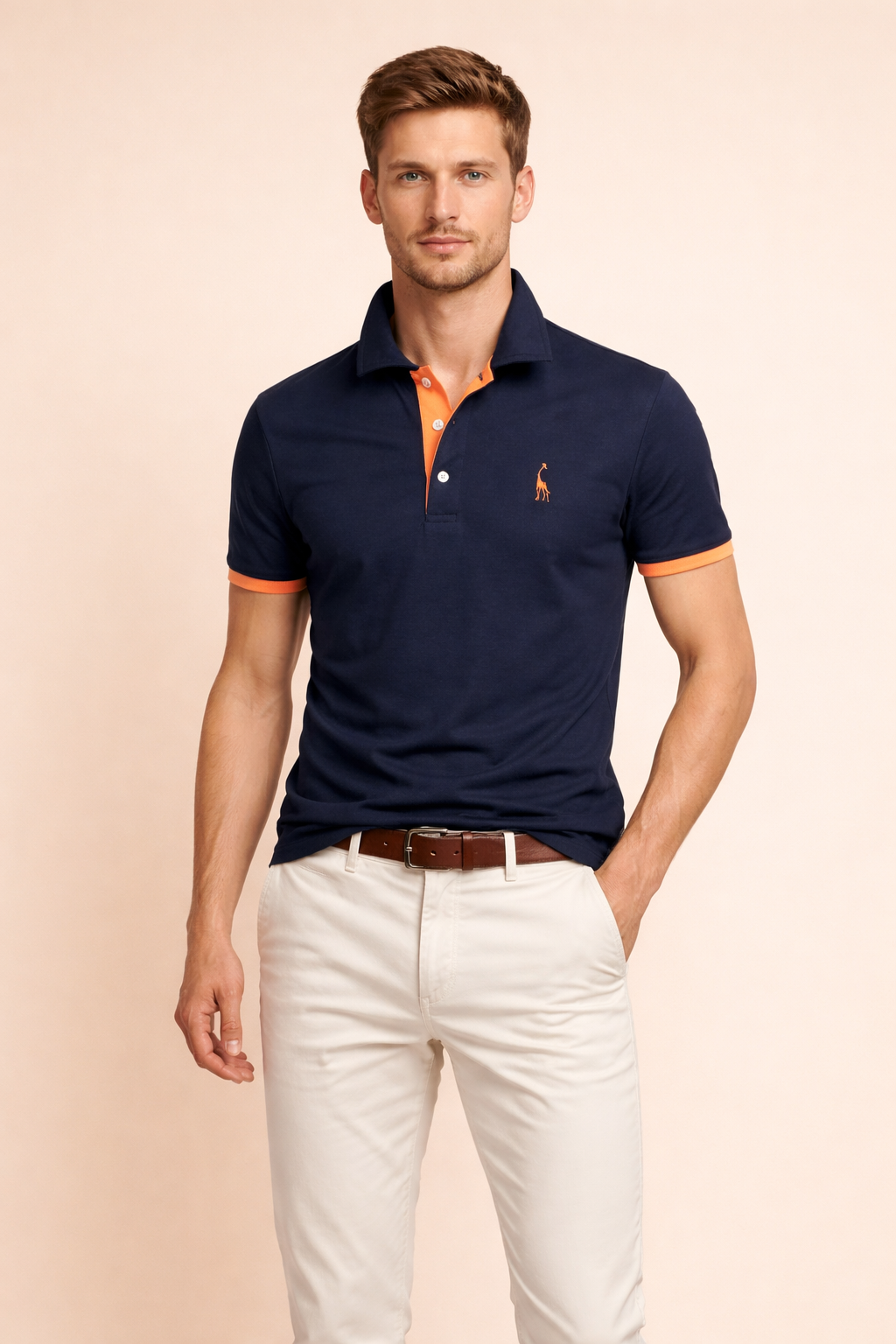 Elegant men's short-sleeve polo shirt for smart casual wear, perfect for everyday urban style.