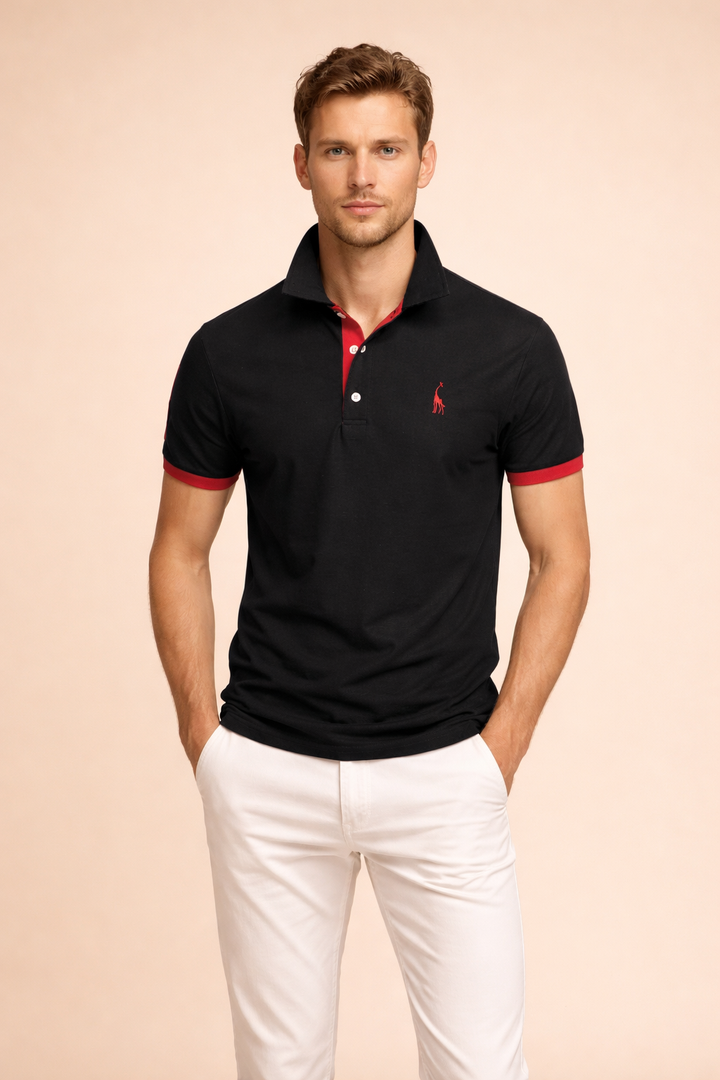 Modern men's classic fit short-sleeve polo, versatile for casual or smart-casual fashion.