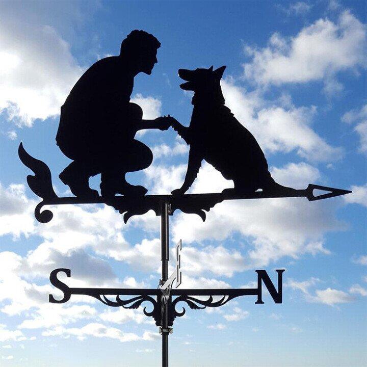Classic outdoor garden wind vane, a timeless metal weathercock & functional directional indicator.