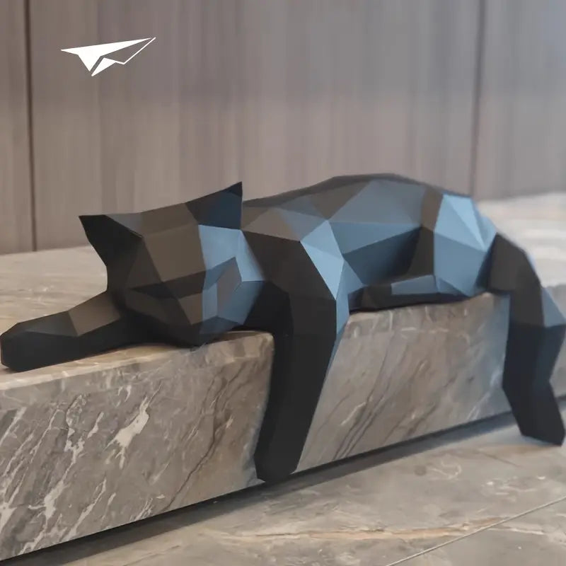 Elegant modern cat sculpture, perfect for home decor, office, or living room accent. Minimalist feline art statue.