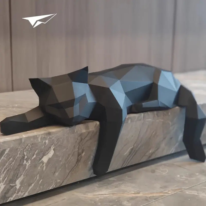 Elegant modern cat sculpture, perfect for home decor, office, or living room accent. Minimalist feline art statue.