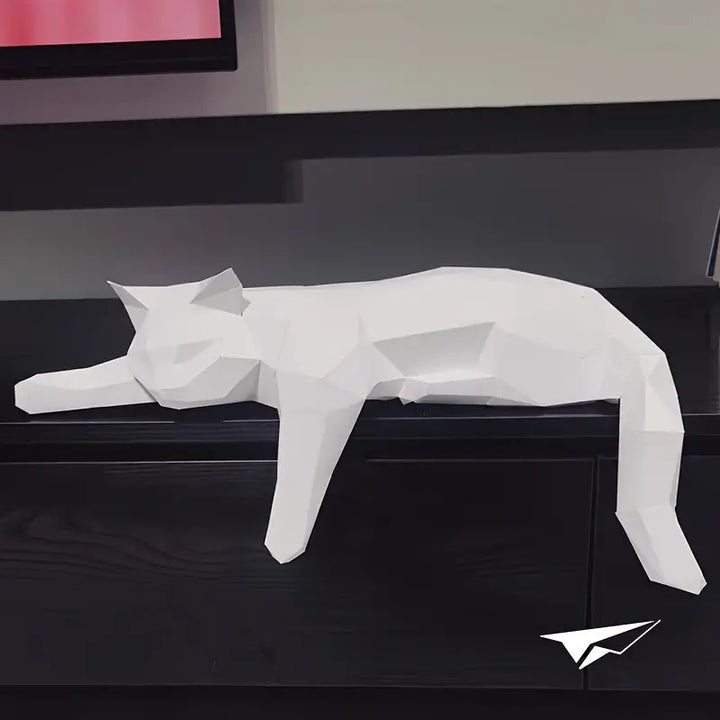 Chic minimalist cat sculpture, ideal for modern home decor, office desk, or shelf styling. Elegant feline statue.