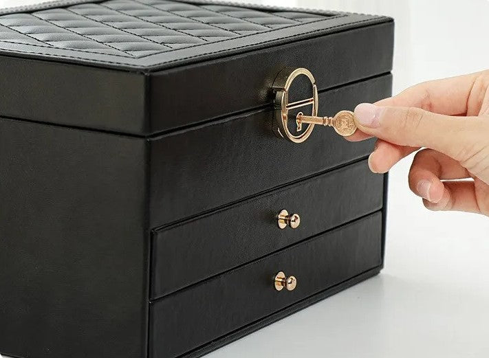 Green stylish multilayer jewelry organizer, ideal for women's dresser & vanity.