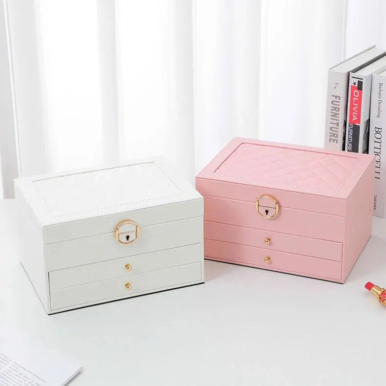 Elegant multilayer leather jewelry organizer, perfect for women's necklaces, bracelets, rings.