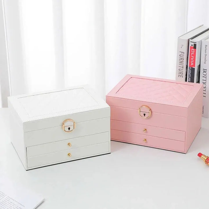 Elegant multilayer leather jewelry organizer, perfect for women's necklaces, bracelets, rings.