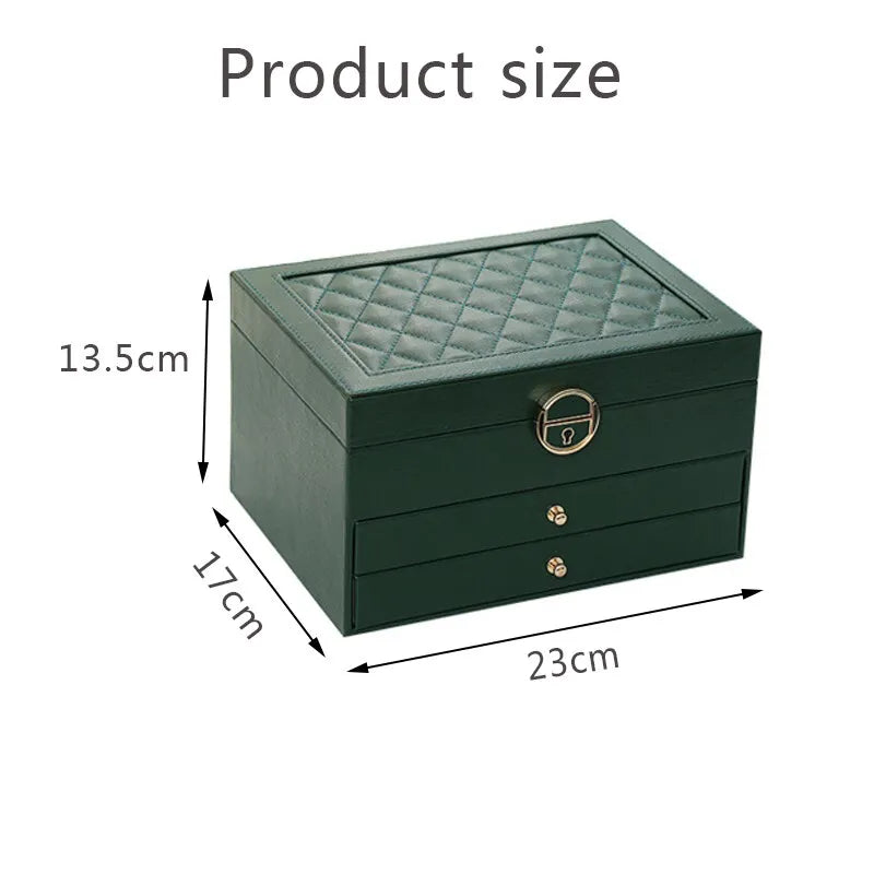 Multilayer jewelry box, a sophisticated and organized storage solution for women's treasured pieces.